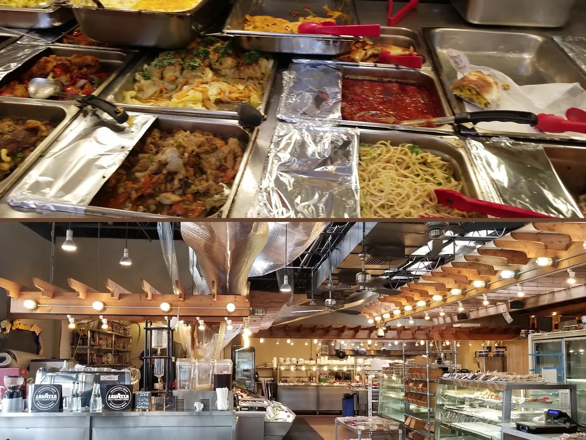 Simple restaurant interior with a no-frills counter.